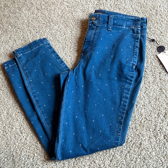 NYDJ Amy Ankle Skinny jeans with welt pockets blue polka dot size 6 denim - Picture 3 of 8